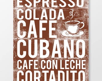 Cuban Coffee Subway Art Print - Word Art Poster