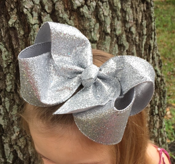 XL Silver Hair Bow Big Silver Hair Bow Big Hair Bows Big