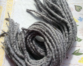 10 Double Ended Gray Dreads/gray wool dreadlocks/wool dreads/double ended dreads/woolies/grey dreads/gray dreads/DE wool dreads/gray DE