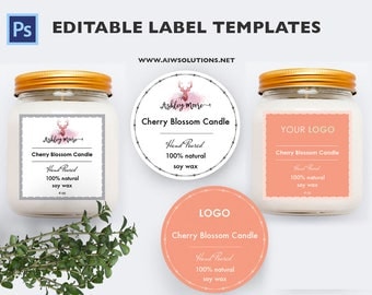 candle label, soy wax label, label template, Skin Care label, product label, round label template, sticker template,square jar label