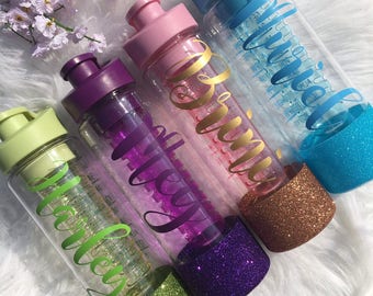 Personalised Water Bottle / Glitter Water Bottle / Fruit Infusion Water Bottle / Drinking Bottle / Water Bottle Tracker / Water Bottle Name