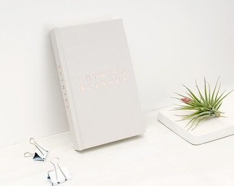 2017 - 2018 Agenda WTF BEIGE Planner Fabric Cover with Rose Gold Foil Stamp Academic Agenda