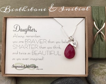 Gift for Daughter Jewelry - Sterling Silver Birthstone Necklace Daughter Birthday Gift 18th Birthday Gift Sweet 16 20th 30th from Parents