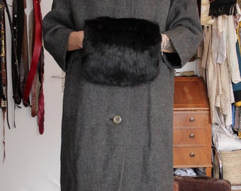 SALE! 1950's Fur Handmuff - 50's Mink Evening Winter Gloves Handwarmer purse