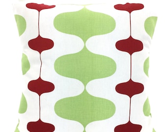 Red Green Christmas Pillow Covers, Holiday Decorative Throw Pillow, Cushion, Red Kiwi Green Holiday Pillow, Retro, One or More All Sizes