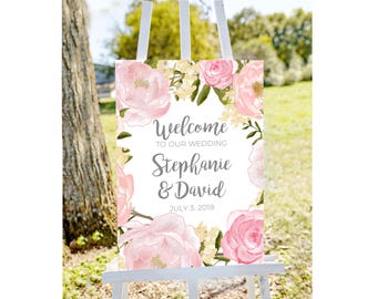Welcome to wedding sign, PRINTABLE, custom Wedding Sign, floral Wedding Sign, welcome to our Wedding Sign, personalized wedding sign