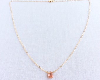 Oregon Sunstone Necklace, Sunstone Necklace, Oregon Sunstone Jewelry, Sunstone Jewellry, 14k Dainty Necklace, Oregon Necklace, Choker,GN48