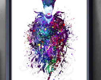 Disney Maleficent Sleeping Beauty Watercolor Poster Print - Watercolor Painting -Kids Decor-Nursery Decor