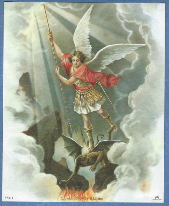 Saint Michael the Archangel defeating Satan Art Print Picture