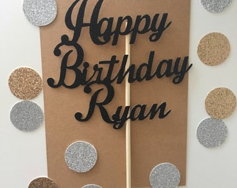 Personalized Glitter Happy Birthday Name Cake Topper, Custom Cake Topper, Name cake, Glitter Name Toppers, Personalized Cake, Happy Birthday