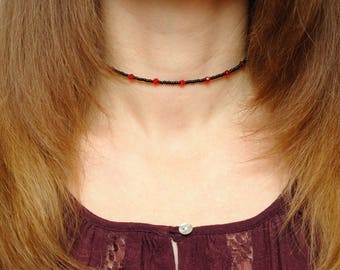 Anniversary Gift girlfriend gift for women Beaded choker necklace Crystal choker Gothic choker Goth jewelry Crystal Necklace Delicate Choker