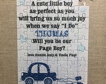 Will you be our Page Boy Ring Bearer Personalised Jigsaw Gift Puzzle W300