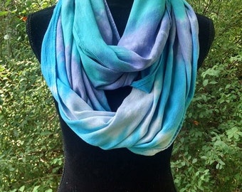 Tie-dyed Aqua Lavender Circular Infinity Scarf