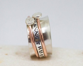 Spinner ring, Personalized spinner ring, Personalized jewelry, Anxiety silver ring, Sterling silver ring, Heart ring, Couples silver ring