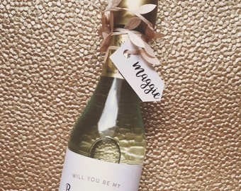 Personalized Wine/Champagne Labels for Bridesmaid Proposal, Bridal Party, Maid of Honor
