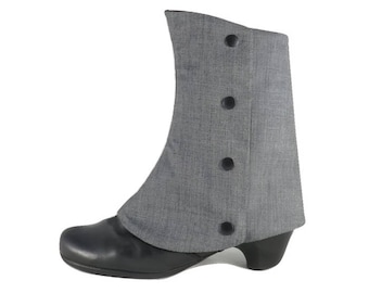 Spats Reversible Gray And Black, Ankle Boot Cover, Steampunk Spats