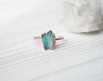 Opal ring - Australian Opal ring - Raw Opal ring - Rough opal ring - Fire opal ring - Rough opal ring - Opal jewelry