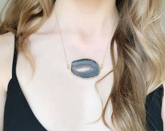 Agate Slice Pendant Necklace