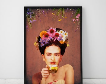 Frida Poster Herb Wall Art Frida Kahlo Poster Herb Print Frida Kahlo Print Herb Poster Frida Kahlo Wall Art Tea Poster Frida Art
