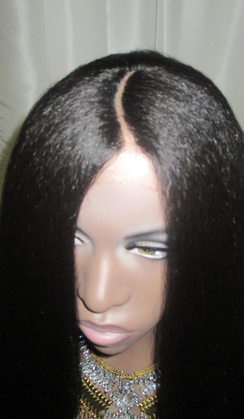 Essence Wigs Kinky Straight Wig Italian Yaki Texture Lace Black Dark
