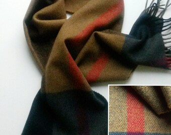 Trussardi Scarf Pure Wool scarf Vintage Muffler Foulard Shawl Wrap Made In Italy scarves Plaid Pattern men's unisex scarf designer scarf
