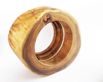 Wooden Lamp, LED Log Light , Table Lamp, Desk Light, Real Wooden Log Lamp, Reclaimed Log Circle Light, Rustic Lamp