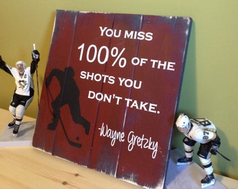 Hockey Room Decor, Hockey Sign, Hockey Wall Art Gift, Ice Hockey Wall Art, Wood Hockey Decor, Wayne Gretzky Quote