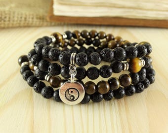 108 Mala Beads Black 108 beads Black mala 108 beads bracelet 108 bracelet Long Wrap bracelet Meditation necklace Stack bracelet Yoga gifts