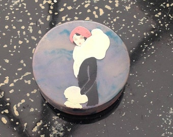 Rare 1920s powder compact Art Deco flapper celluloid vintage antique