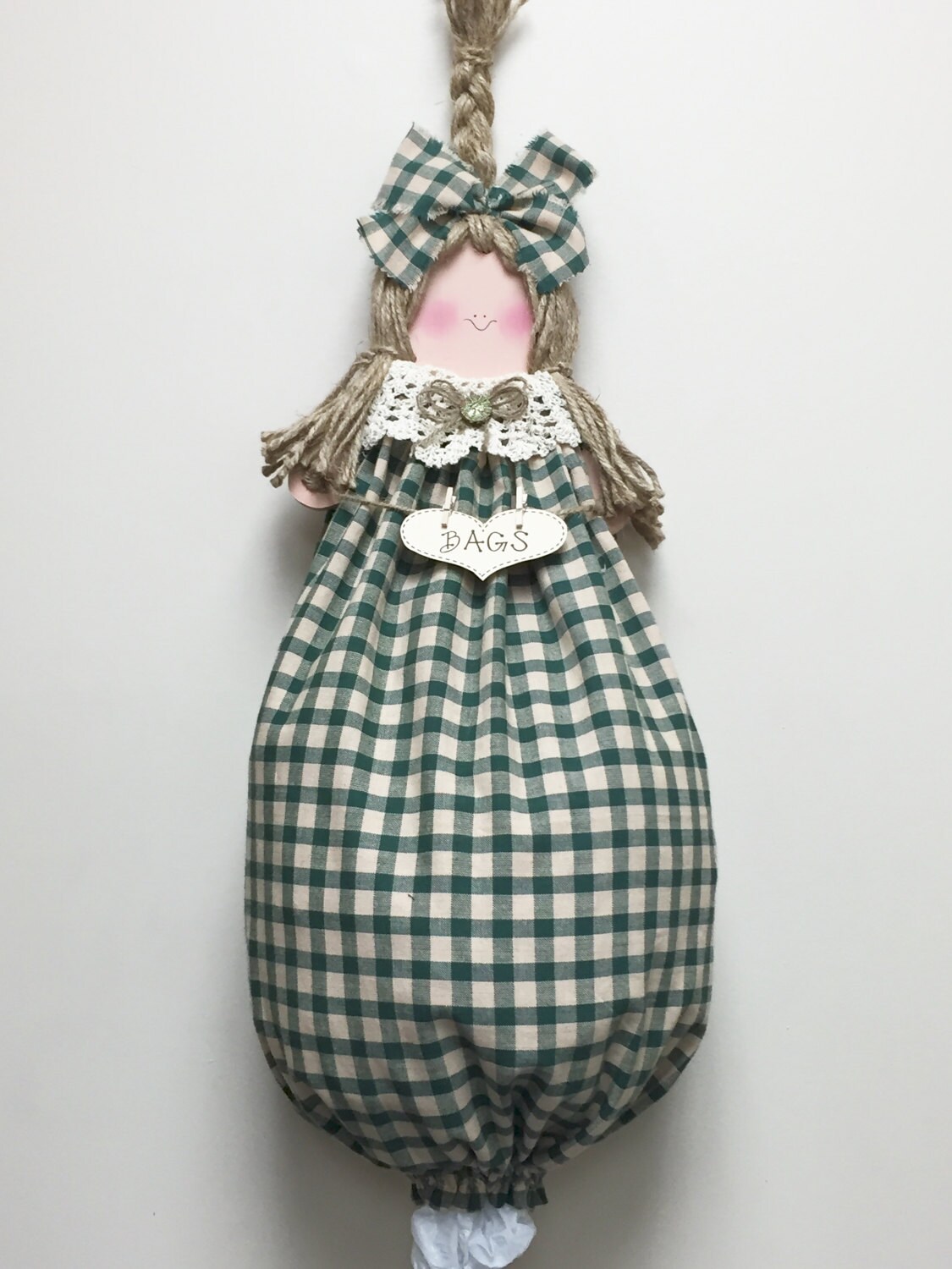 Plastic bag holder doll grocery bag holder by CountryCutieBagDolls