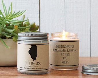 Illinois Scented Candle - Homesick Gift | Feeling Homesick | State Scented Candle | Moving Gift | College Student Gift | State Candles