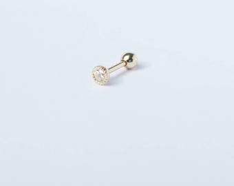 Tiny cz stud - gold stud earring - tiny gold stud - tiny cz - bezel - tiny earring - tiny stud - helix - cartilage - conch - tragus -I30928