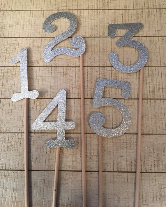 Table numbers on sticks Glitter Numbers Number