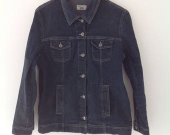 Denim jean jacket, vintage jacket, dark wash jean jacket, 90's clothing, women's jacket, ladies jacket, jean jacket