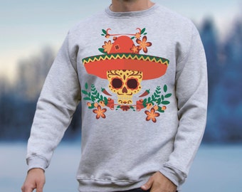Day of the Dead Clothing Mexican Clothing for Womens Mens Sweater Mexican Sweatshirt with Skull Sweatshirt Skull Sweater Printed Jumper 022