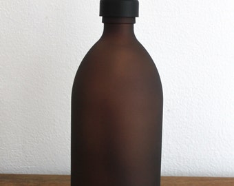 Amber Brown Matt Glass Soap Dispenser Bottle in 500ml With Stainless Steel Pump