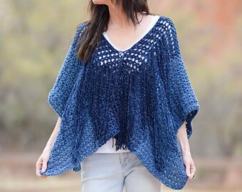 Crochet Poncho Pattern, Summer Crochet Pattern, Easy Crochet Poncho, Boho Poncho Pattern, Azul V Mesh Poncho, Festival Crochet Pattern, Jean