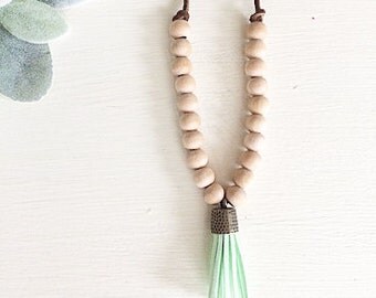Tassel Necklace, Wood Bead Necklace, Wooden bead necklace, wood necklace, necklace, rustic jewelry, wood beads, wooden beads, boho necklace