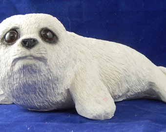 1987 Baby Harp Seal, an Animal Classics CC-049 by United Design Corporation with Original Sticker and Marking- Lifelike in Appearance