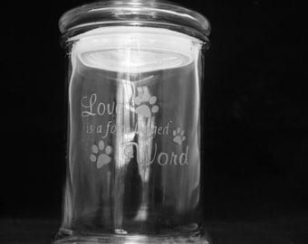 Dog Treat Canister 'Love is a four legged word'