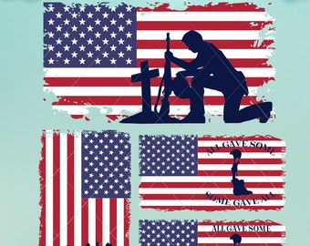 American Flag with Soldiers / Svg / American Flag Svg / Flag Dxf / Flag Png / Soldier Flag / Fallen Soldiers / Digital Files / Flag Bundle