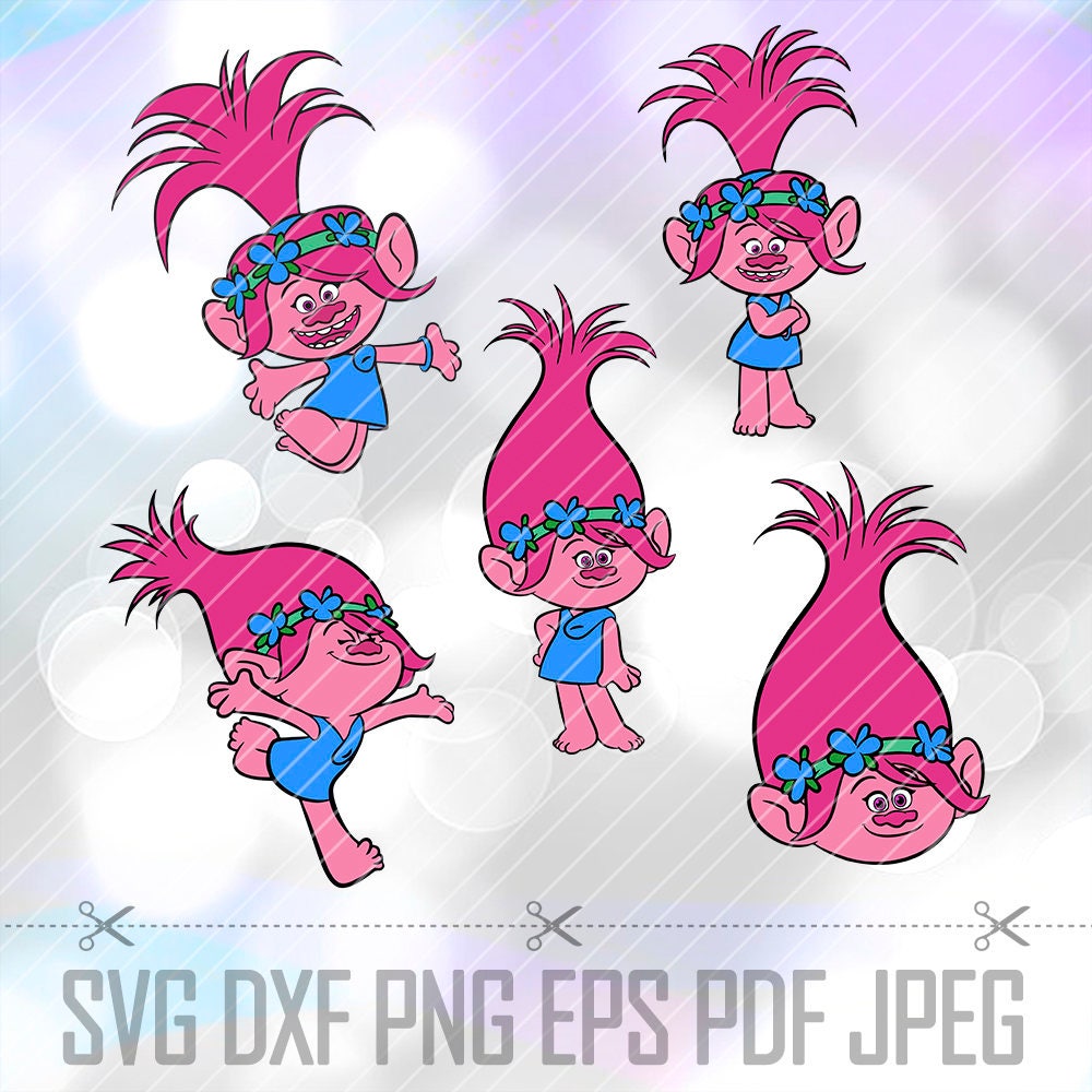 Trolls Poppy Svg Dxf Layered Vector Cut Files Cricut Designs