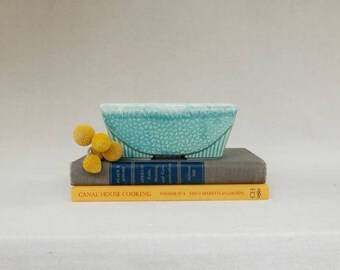 Vintage Turquoise Art Deco Planter, Succulent Planter