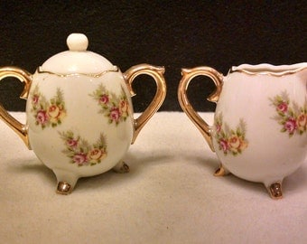 Vintage Enesco Small Creamer and Sugar Bowl