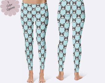Boston Terrier Leggings, Dog Leggings, Ladies Leggings, Boston Leggings, Capri Leggings, Print Leggings, Yoga Pants, Womens Leggings