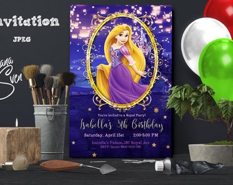 Rapunzel Invitation, Tangled Invitation, Tangled Birthday Invitation, Rapunzel Birthday, Princess Invitation, Disney Princess Birthday