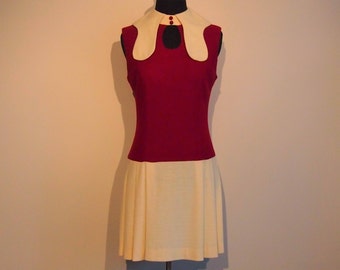 Vintage 1960's Mini Dress; 60's Mod Dress; 60's Summer Dress XS