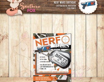Nerf Wars Birthday Invitation - Custom Digital Invitation 4x6 Nerf Wars Invitation,Nerf Wars Party,Nerf Wars Invite,Nerf Party,Nerf Invite
