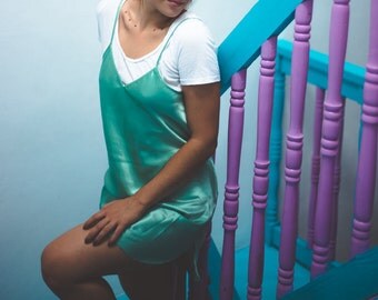 Jade Silk Slip Dress