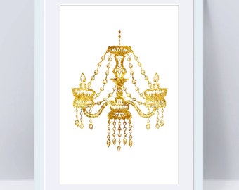 Faux Gold Foil Chandelier Art Print